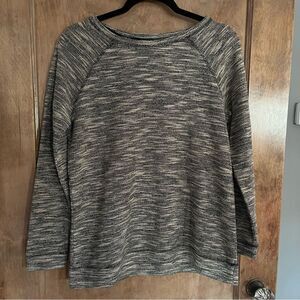 Kensie Womens Cream and Black Scoop Neck Pullover Sweater Sz S